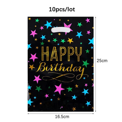 10kom Sretan rođendan Poklon vrećice od aluminijske folije Zvjezdice Plastične vrećice za rođendanske zabave Slatkiši Kolačići Plastične vrećice