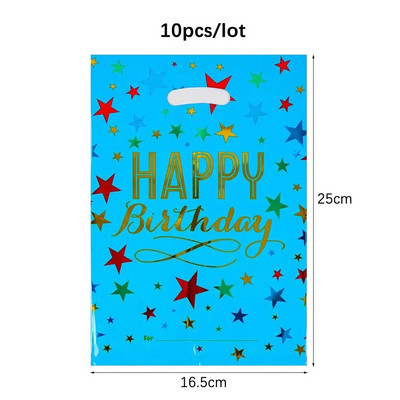 10kom Sretan rođendan Poklon vrećice od aluminijske folije Zvjezdice Plastične vrećice za rođendanske zabave Slatkiši Kolačići Plastične vrećice