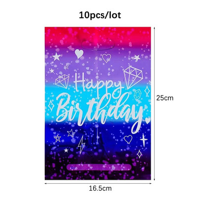 10kom Sretan rođendan Poklon vrećice od aluminijske folije Zvjezdice Plastične vrećice za rođendanske zabave Slatkiši Kolačići Plastične vrećice