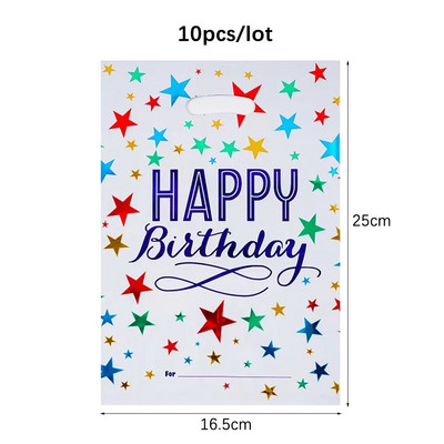 10kom Sretan rođendan Poklon vrećice od aluminijske folije Zvjezdice Plastične vrećice za rođendanske zabave Slatkiši Kolačići Plastične vrećice