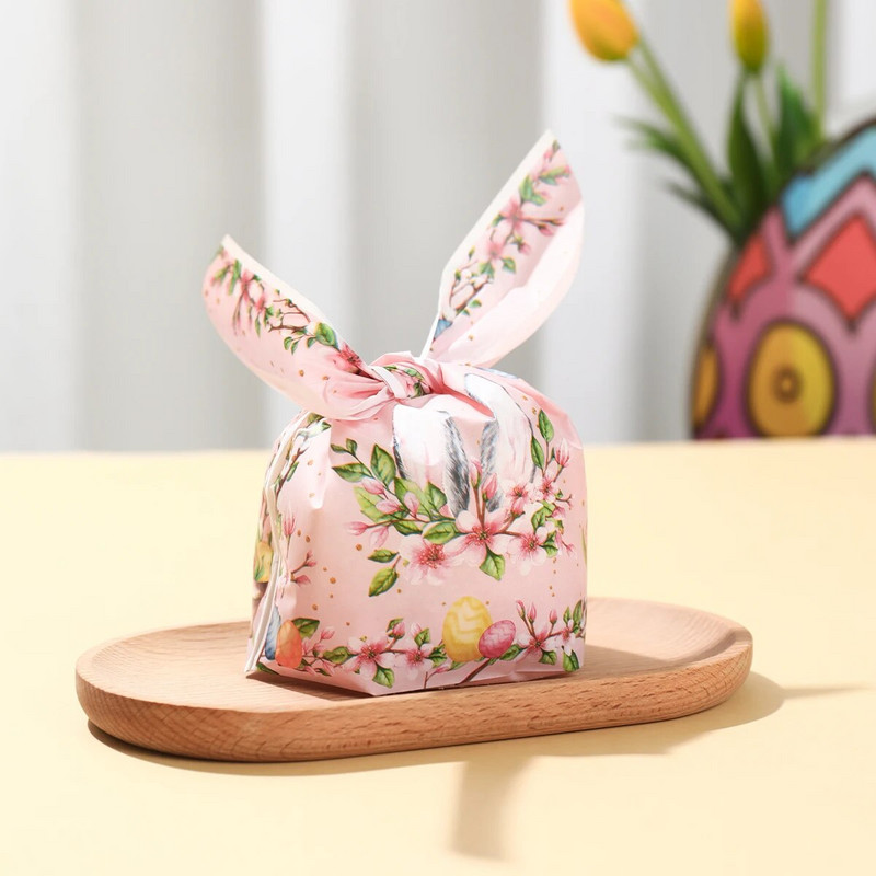 50 vnt. Velykų triušio ausų maišelis, sausainis, saldainių dovanų plastikinio maišelio maišelis, kepimo pakuotė sausainiams Velykų papuošimas 2024 m. Velykų dovana