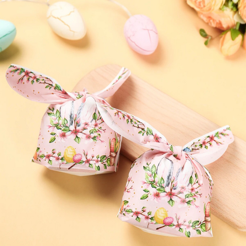 50 vnt. Velykų triušio ausų maišelis, sausainis, saldainių dovanų plastikinio maišelio maišelis, kepimo pakuotė sausainiams Velykų papuošimas 2024 m. Velykų dovana