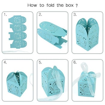10/20 τεμ. Ροζ Μπλε Ελέφαντας Κουτί ζαχαροπλαστείου με λέιζερ Κοίλα κουτιά δώρου με κορδέλα Baby shower Προμήθειες αποκάλυψης φύλου για πάρτι γενεθλίων