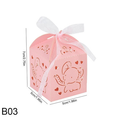 10/20 ks ružovo-modrých sloníc na cukríky, laserom rezané duté darčekové krabičky so stuhou, narodeninová oslava, odhalenie pohlavia, potreby