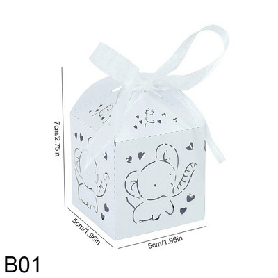 10/20 ks ružovo-modrých sloníc na cukríky, laserom rezané duté darčekové krabičky so stuhou, narodeninová oslava, odhalenie pohlavia, potreby