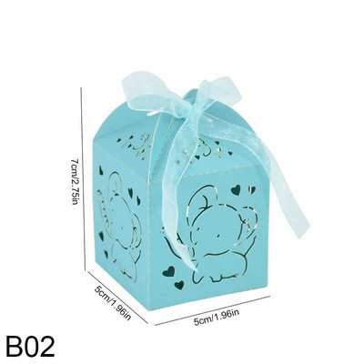 10/20 ks ružovo-modrých sloníc na cukríky, laserom rezané duté darčekové krabičky so stuhou, narodeninová oslava, odhalenie pohlavia, potreby