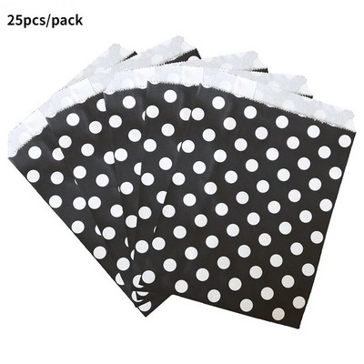 25Goodie Krepšiai Aukštos kokybės vakarėlių popierinis maišelis Polka Dot dryžuotas popierinis rankdarbių krepšys Kepyklų krepšys Dovanų krepšys Vestuvių Goodie maišelis popieriniai maišeliai