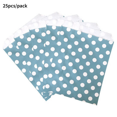 25Goodie Krepšiai Aukštos kokybės vakarėlių popierinis maišelis Polka Dot dryžuotas popierinis rankdarbių krepšys Kepyklų krepšys Dovanų krepšys Vestuvių Goodie maišelis popieriniai maišeliai