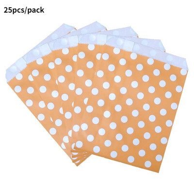 25Goodie Krepšiai Aukštos kokybės vakarėlių popierinis maišelis Polka Dot dryžuotas popierinis rankdarbių krepšys Kepyklų krepšys Dovanų krepšys Vestuvių Goodie maišelis popieriniai maišeliai