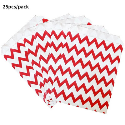 25Goodie Krepšiai Aukštos kokybės vakarėlių popierinis maišelis Polka Dot dryžuotas popierinis rankdarbių krepšys Kepyklų krepšys Dovanų krepšys Vestuvių Goodie maišelis popieriniai maišeliai