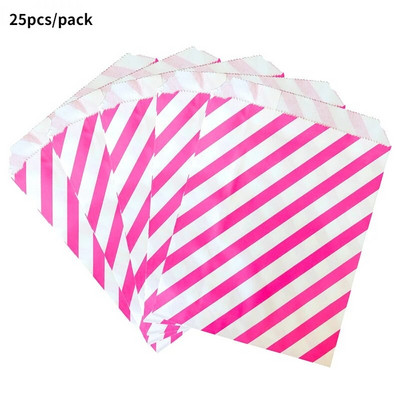 25Goodie Krepšiai Aukštos kokybės vakarėlių popierinis maišelis Polka Dot dryžuotas popierinis rankdarbių krepšys Kepyklų krepšys Dovanų krepšys Vestuvių Goodie maišelis popieriniai maišeliai