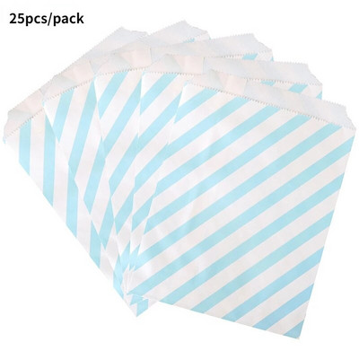 25Goodie Krepšiai Aukštos kokybės vakarėlių popierinis maišelis Polka Dot dryžuotas popierinis rankdarbių krepšys Kepyklų krepšys Dovanų krepšys Vestuvių Goodie maišelis popieriniai maišeliai