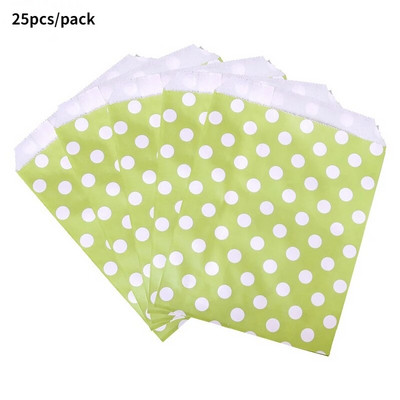 25Goodie Krepšiai Aukštos kokybės vakarėlių popierinis maišelis Polka Dot dryžuotas popierinis rankdarbių krepšys Kepyklų krepšys Dovanų krepšys Vestuvių Goodie maišelis popieriniai maišeliai