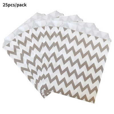 25Goodie Krepšiai Aukštos kokybės vakarėlių popierinis maišelis Polka Dot dryžuotas popierinis rankdarbių krepšys Kepyklų krepšys Dovanų krepšys Vestuvių Goodie maišelis popieriniai maišeliai