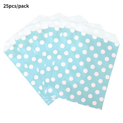 25Goodie Krepšiai Aukštos kokybės vakarėlių popierinis maišelis Polka Dot dryžuotas popierinis rankdarbių krepšys Kepyklų krepšys Dovanų krepšys Vestuvių Goodie maišelis popieriniai maišeliai