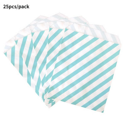 25Goodie Krepšiai Aukštos kokybės vakarėlių popierinis maišelis Polka Dot dryžuotas popierinis rankdarbių krepšys Kepyklų krepšys Dovanų krepšys Vestuvių Goodie maišelis popieriniai maišeliai