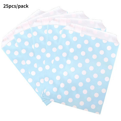 25Goodie Krepšiai Aukštos kokybės vakarėlių popierinis maišelis Polka Dot dryžuotas popierinis rankdarbių krepšys Kepyklų krepšys Dovanų krepšys Vestuvių Goodie maišelis popieriniai maišeliai