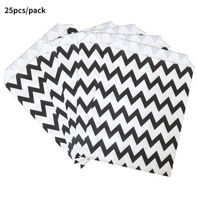 25Goodie Krepšiai Aukštos kokybės vakarėlių popierinis maišelis Polka Dot dryžuotas popierinis rankdarbių krepšys Kepyklų krepšys Dovanų krepšys Vestuvių Goodie maišelis popieriniai maišeliai