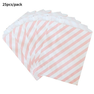 25Goodie Krepšiai Aukštos kokybės vakarėlių popierinis maišelis Polka Dot dryžuotas popierinis rankdarbių krepšys Kepyklų krepšys Dovanų krepšys Vestuvių Goodie maišelis popieriniai maišeliai