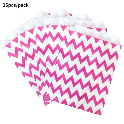 25Goodie Krepšiai Aukštos kokybės vakarėlių popierinis maišelis Polka Dot dryžuotas popierinis rankdarbių krepšys Kepyklų krepšys Dovanų krepšys Vestuvių Goodie maišelis popieriniai maišeliai