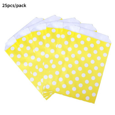 25Goodie Krepšiai Aukštos kokybės vakarėlių popierinis maišelis Polka Dot dryžuotas popierinis rankdarbių krepšys Kepyklų krepšys Dovanų krepšys Vestuvių Goodie maišelis popieriniai maišeliai