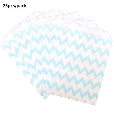 25Goodie Krepšiai Aukštos kokybės vakarėlių popierinis maišelis Polka Dot dryžuotas popierinis rankdarbių krepšys Kepyklų krepšys Dovanų krepšys Vestuvių Goodie maišelis popieriniai maišeliai