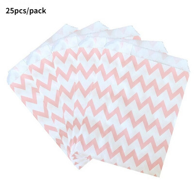 25Goodie Krepšiai Aukštos kokybės vakarėlių popierinis maišelis Polka Dot dryžuotas popierinis rankdarbių krepšys Kepyklų krepšys Dovanų krepšys Vestuvių Goodie maišelis popieriniai maišeliai