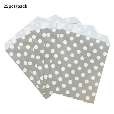 25Goodie Krepšiai Aukštos kokybės vakarėlių popierinis maišelis Polka Dot dryžuotas popierinis rankdarbių krepšys Kepyklų krepšys Dovanų krepšys Vestuvių Goodie maišelis popieriniai maišeliai