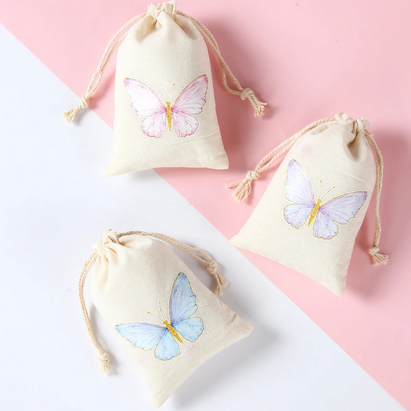 6 vnt. Gyvūnų vienaragių dinozaurų medvilniniai dovanų maišeliai Gimtadienio vakarėlio dekoravimui Vaikų vestuvių vakarėliui palankus kūdikių dušas Medvilninis lininis dovanų maišelis