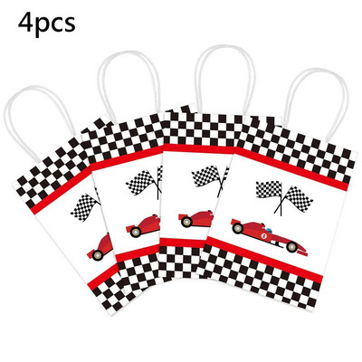 4 db Party Favor táska versenyautókhoz Születésnapi parti kellékek Ajándék Goody Treat édességtáskák Versenyautó témájú születésnapi dekorációk