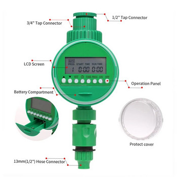 Градински таймер за вода Цифров програмируем контролер Автоматичен ръчен 1PC кран маркуч спринклер Време за външно напояване за система