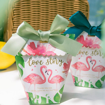 5 τμχ Flamingo Candy Box Χάρτινο κουτί συσκευασίας καραμελών με κορδέλα για καλοκαιρινά γενέθλια Flamingo προμήθειες συσκευασίας γάμου