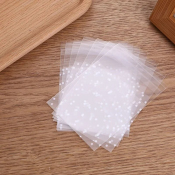 100 τμχ Διαφανείς σακούλες με κουκκίδες Μικρές σακούλες συσκευασίας τροφίμων με φερμουάρ Clear Fresh-keeping, ανθεκτικό στη σκόνη, επανακλειόμενη αποθήκευση για μπισκότα καραμέλας DIY
