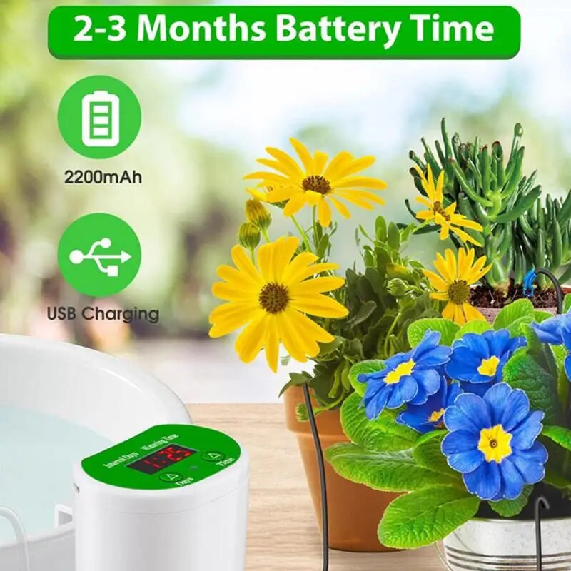 Szivattyú Intelligens csepegtető öntözés Vízszivattyú időzítő rendszer Otthoni kert Automata öntözőberendezés Napenergia töltés Cserepes növény