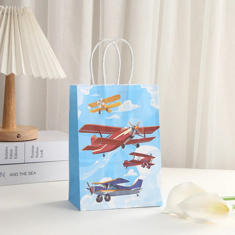 Lėktuvo gėrybių krepšys 6 vnt. Lėktuvo gimtadienio dekoracijos Vaiko gimtadienio dovanos mokykloms reikmenys Kūdikių dušo dekoras