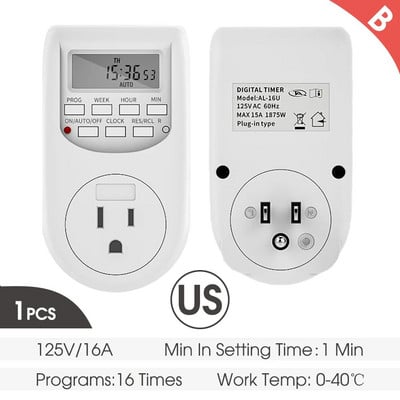 Utikač s digitalnim beskonačnim ponavljanjem ciklusa za električnu utičnicu 24-satni programabilni vremenski prekidač za napajanje Kontrola pumpe za navodnjavanje