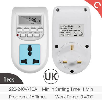 Utikač s digitalnim beskonačnim ponavljanjem ciklusa za električnu utičnicu 24-satni programabilni vremenski prekidač za napajanje Kontrola pumpe za navodnjavanje