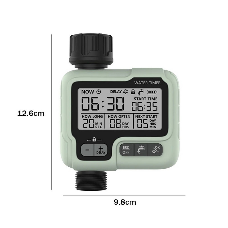 Öntözés időzítő öntözésvezérlő nagy képernyős kijelző Kerti digitális programozható csaptelep Öntöző öntözőrendszer