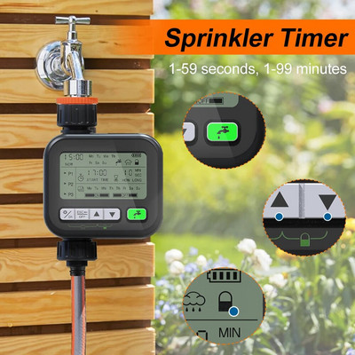 Cronometru pentru aspersoare Programabil pentru furtun de apă Cronometru pentru robinet Controler pentru irigare Temporizator pentru udarea grădinii cu întârziere de ploaie Manual 1 priză