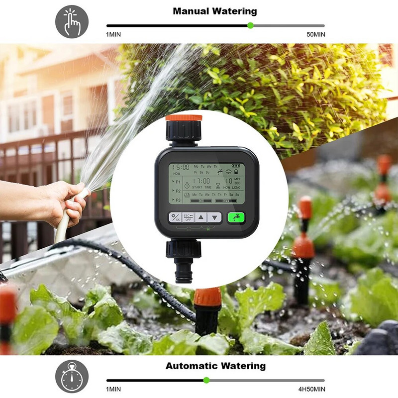 Mjerač vremena za raspršivač Programabilna slavina za crijevo za vodu Tajmer Regulator vremena za navodnjavanje Tajmer za navodnjavanje vrta s ručnom odgodom kiše 1 izlaz