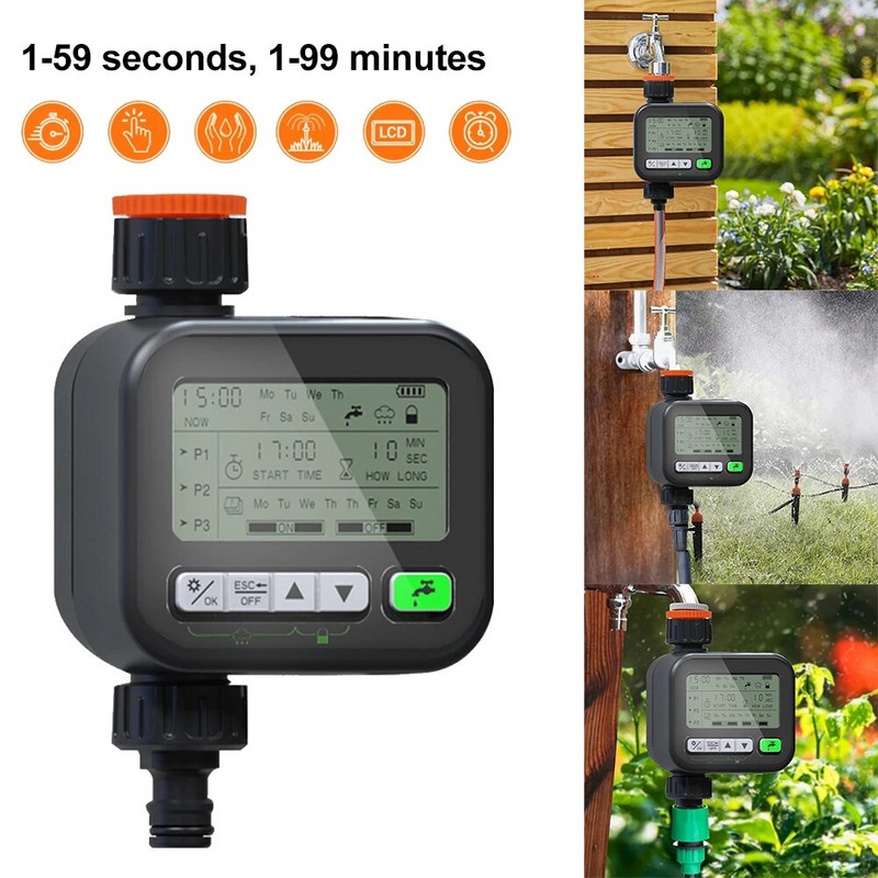 Mjerač vremena za raspršivač Programabilna slavina za crijevo za vodu Tajmer Regulator vremena za navodnjavanje Tajmer za navodnjavanje vrta s ručnom odgodom kiše 1 izlaz