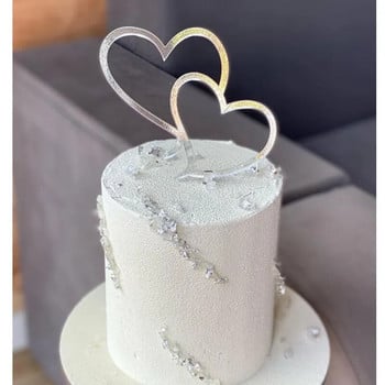 Ins Concise Χρυσό Ακρυλικό Happy Birthday Cake Topper Red Heart Wedding Party Cake Toppers για την ημέρα του Αγίου Βαλεντίνου Δώρο Επιδόρπιο