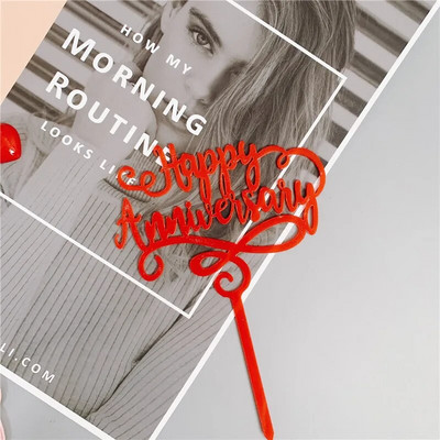 Ins Concise Zelts Akrils Daudz laimes dzimšanas dienas kūkas virsma, sarkana sirds kāzu ballītes kūku pildītāji Valentīna dienas dāvanu deserta dekorēšana