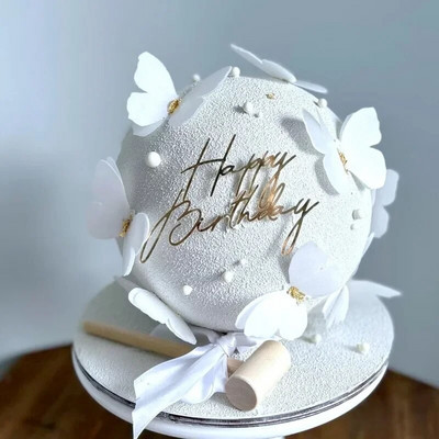 Ins Gold Topper pentru tort La mulți ani, acrilic pentru fetiță, pentru petrecere de aniversare pentru copii, cadou pentru baby shower, decorare pentru desert