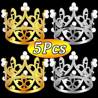 5/1 τμχ Μίνι διακόσμηση τούρτας με στέμμα Princess Topper Pearl Tiara Παιδικά στολίδια μαλλιών για διακόσμηση τούρτας γενεθλίων γάμου