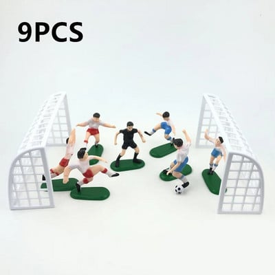 9vnt./rinkinys Futbolo berniuko torto puošmena Futbolo aikštės žaidėjai Lėlės keksų keptuvė su gimtadieniu, vakarėlio dekoracija, sportiniai berniukai