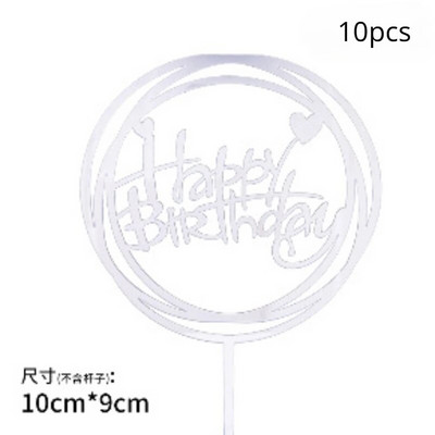 10 vnt Kelių stilių Happy Birthday torto apmušalai juodi auksiniai torto tvarsčiai Baby Shower tortas Gimtadienio vakarėlio torto vėliavėlės papuošimai