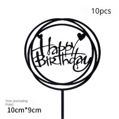 10 vnt Kelių stilių Happy Birthday torto apmušalai juodi auksiniai torto tvarsčiai Baby Shower tortas Gimtadienio vakarėlio torto vėliavėlės papuošimai