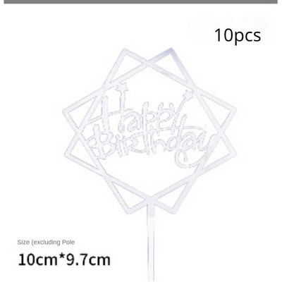 10 vnt Kelių stilių Happy Birthday torto apmušalai juodi auksiniai torto tvarsčiai Baby Shower tortas Gimtadienio vakarėlio torto vėliavėlės papuošimai