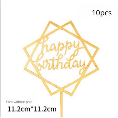 10 vnt Kelių stilių Happy Birthday torto apmušalai juodi auksiniai torto tvarsčiai Baby Shower tortas Gimtadienio vakarėlio torto vėliavėlės papuošimai